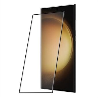 ENKAY HAT Prince skjermbeskytter med full lim for Samsung Galaxy S23 Ultra, anti-fingeravtrykk 0,26 mm 3D buet varmbøyning Anti- Scratch herdet glassfilm