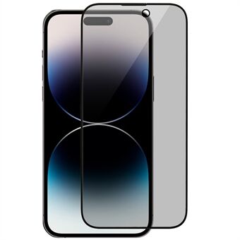 RURIHAI For iPhone 14 Pro Anti-peep Anti-fingeravtrykk skjermbeskytter 0,26 mm full lim høy aluminium-silisium glassfilm