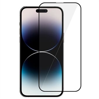 For iPhone 14 Pro Max Full Dekning Skjermbeskytter Silketrykk Gjennomsiktig herdet glassfilm