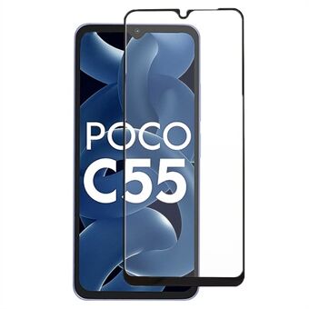 For Xiaomi Poco C55 4G silkeutskrift herdet glassfilm HD Clear Full Glue Telefon fullskjermbeskytter