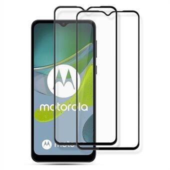 AMORUS 2 stk For Motorola Moto E13 4G Silketrykk Herdet glass fullskjermbeskytter Anti Scratch full limfilm - svart