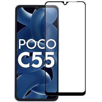 For Xiaomi Poco C55 4G Full Glue Skjermbeskytter HD Clear Black Edge Splintsikker telefon AGC Glass Film