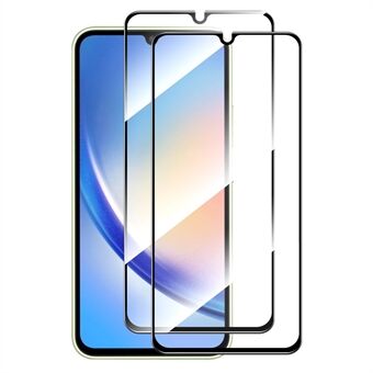 ENKAY HAT Prince 2 stk for Samsung Galaxy A34 5G silkeutskrift fullskjermbeskytter 0,26 mm 9H 2,5D høy aluminium-silisium glassfilm