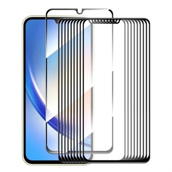 ENKAY HAT Prince 10 stk for Samsung Galaxy A34 5G Silke Printing Screen Protector 0.26mm 9H 2.5D High Aluminium-silisium Glass Film