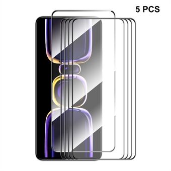ENKAY HAT Prince 5 stk 0,26 mm 9H høy aluminium-silisium glassfilm for Xiaomi Redmi K60E 5G , silkeutskrift 2,5D skjermbeskytter