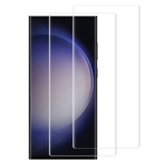 RURIHAI 2 stk / sett for Samsung Galaxy S23 Ultra-herdet glass skjermbeskytter 3D buet UV-skjerm Flim (opplåsing med fingeravtrykk)
