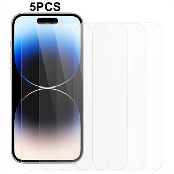 5 stk / sett 0,3 mm 2,5D Arc Edge skjermbeskytter for iPhone 14 Pro Krystallklar mobiltelefon herdet glass skjermfilm