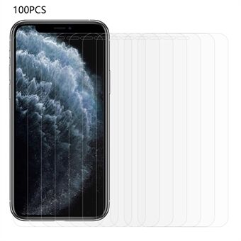 100 stk for iPhone 11 Pro Max 6,5 tommer herdet glass beskyttelsesfilm Ultra Clear Full Glue Arc Edge Screen Protector