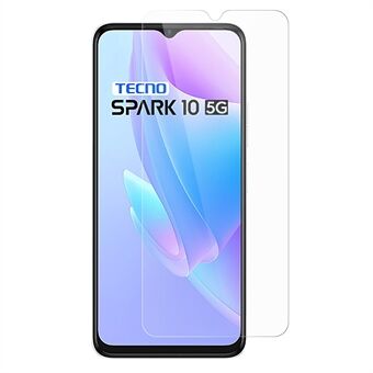 For Tecno Spark 10 5G Anti-støv herdet glass telefon skjermbeskytter 0,3 mm Arc Edge skjermfilm