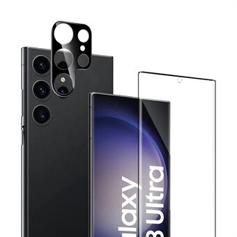 For Samsung Galaxy S23 Ultra fullskjermbeskytter 3D buet sidelim Anti- Scratch herdet glassfilm med linsefilm