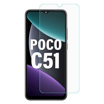 Telefonskjermbeskytter for Xiaomi Poco C51 4G, 2.5D Arc Edge Anti-eksplosjon høy aluminium-silisium glassfilm