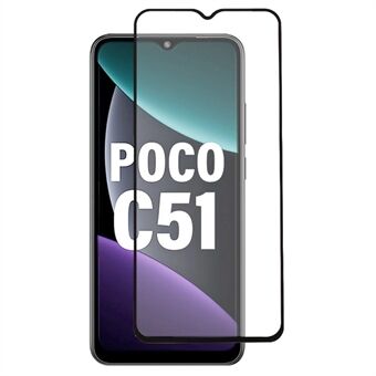 For Xiaomi Poco C51 4G herdet glass fullskjermbeskytter svart Edge full lim silke utskriftsfilm