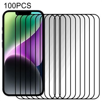 100 stk HD boblefri film for iPhone 15 Plus , full deksel Scratch skjermbeskytter i herdet glass