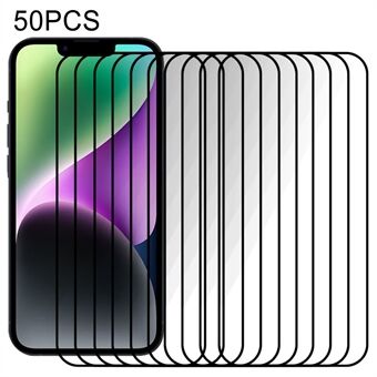 50 stk / pakke Krystallklar skjermfilm for iPhone 15 Anti- Scratch mobiltelefon herdet glass skjermbeskytter