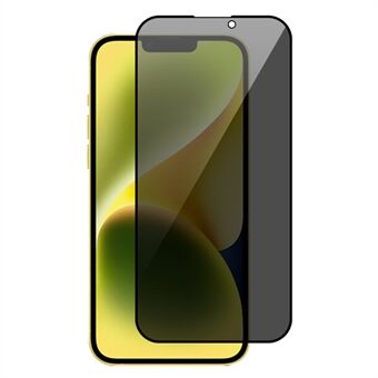 RURIHAI For iPhone 15 Plus Silkeutskrift Black Edge Anti Spy skjermbeskytter full deksel Høy aluminium-silikon glassfilm