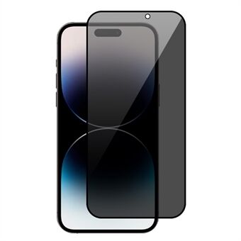 RURIHAI For iPhone 15 Pro Max Full Cover Silke Utskrift Black Edge Anti- Spy skjermbeskytter høy aluminium-silikon glassfilm