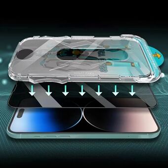 JRNLT For iPhone 15 telefon skjermbeskytter 28 graders Spy Eksplosjonssikker herdet glassfilm