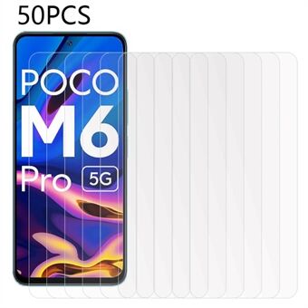 50 STK HD Clarity skjermbeskytter for Xiaomi Poco M6 Pro 5G, herdet glass Anti- Scratch telefonskjermfilm