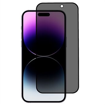 For iPhone 15 Pro Full Cover matt skjermbeskytter 180-graders Spy herdet glassfilm med antistøvnett