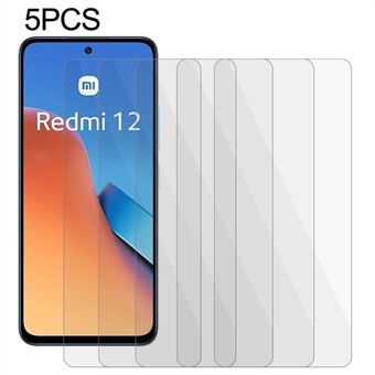5 stk for Xiaomi Redmi 12 5G herdet glassfilm 0,3 mm klar 2,5D anti- Scratch skjermbeskytter