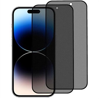2 stk 180-graders Spy for iPhone 15 Pro Max matt full dekning herdet glassfilm med anti-støvnett