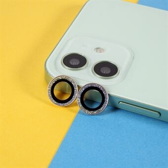 2 stk diamantkamera Ring metallring linseglassfilm [tilfeldig farge] for iPhone 12/12 mini / 11