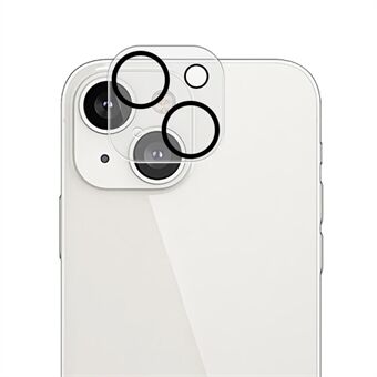 AMORUS For iPhone 14 6,1 tommers kameralinsebeskytter Herdet glass hellim silkeutskrift HD klar linsefilm med svart nattsirkel