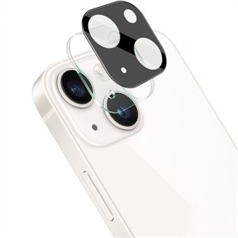 IMAK linsebeskytter i herdet glass + linsedeksel i akryl for iPhone 14 / 14 Plus, anti-slitasje kameralinsefilm (svart versjon)
