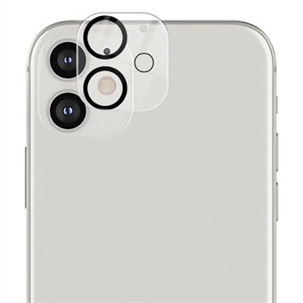 AMORUS HD kameralinsebeskytter for iPhone 12 6,1 tommer, støvtett silkeutskrift Herdet glass kameralinsefilm med svart sirkel