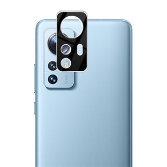 AMORUS anti- Scratch kamera linsebeskytter for Xiaomi 12X 5G / 12 5G, anti-støv silke utskrift HD klart herdet glass linse beskyttelsesfilm - svart