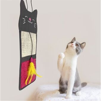 TG-CTOY064 Hengende Sisal Cat Scratch Board Kjæledyr Katt skraper Leke leke med fjær