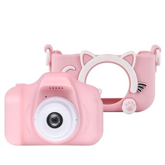 X200 2,0-tommers HD-dobbelt linse Kids minikamera tegneserie katt Anti-dråpe selfie leketøy