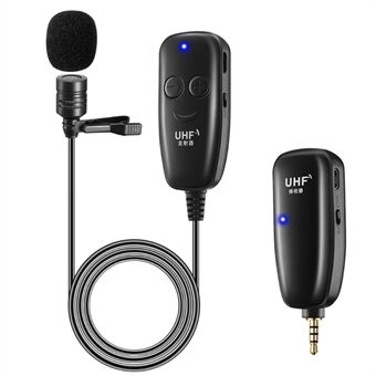 UHF 50m trådløs Lavalier Lapel Mikrofon Intervju Stemmeopptak Mic System for iPhone Android DSLR kamera