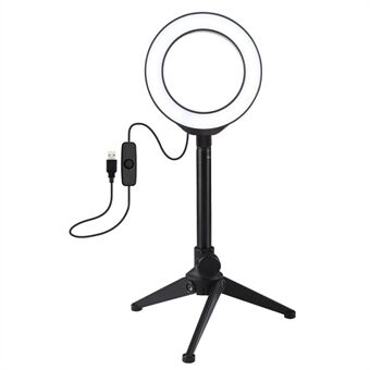 PULUZ 4,7-tommers 12 cm Ring + stasjonær stativ Selfie Stick-feste USB hvitt lys LED- Ring Vlogging Fotografering Videolyssett