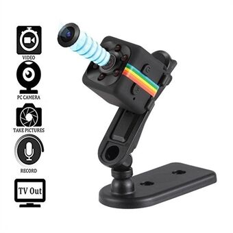 SQ11 1080P Full HD Mini Sports DV-kamera Night Vision Motion Detection Loop-opptak - svart