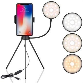 NS-08 LED- Ring med stativ Telefonklips Dimbar Selfie Fill Lamp Beauty Photography Light for Live Stream
