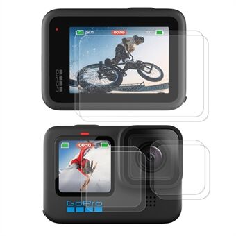 ENKAY 2 stk / sett Anti- Scratch HD herdet glass skjermbeskytter + linsebeskytter i herdet glass + herdet glass foran LCD-skjermfilm for GoPro Hero 10