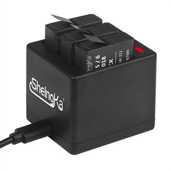 Trippel batterilader med LED-indikatorer for GoPro Hero6 Black / Hero5 - Black