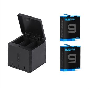 AT1160 RUIGPRO batteriladersett Batterioppbevaringsboks for GoPro Hero9 Black