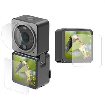[Dobbelskjermversjon] 1 sett AGDY03 High Definition 9H kameralinseskjerm herdet glass beskyttelsesfilm for DJI Action 2