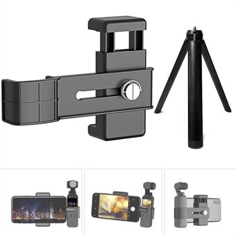 AGDY31 Multi-angle Shooting PC-telefonklips + kameraholder + aluminiumslegeringsstativ med 1/4 grensesnitt for DJI Osmo Pocket 1/2