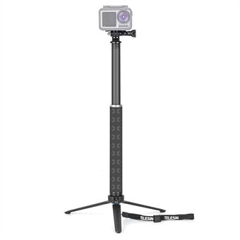TELESIN GP-MNP-90T For GoPro Hero Stand actionkamera Carbon Fiber Selfie Stick Utvidbart stativmonteringsstativ