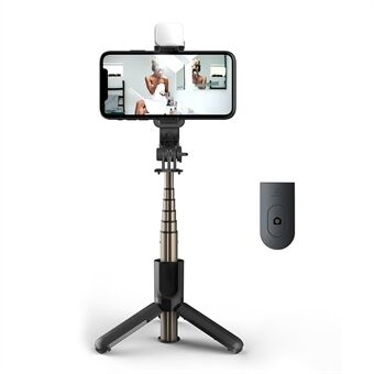 L10S 2 i 1 trådløs Bluetooth Selfie Stick Teleskopisk Monopod sammenleggbart stativ med fylllys for Smart