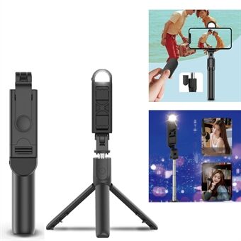 S05-S 2 i 1 Bluetooth Selfie Stick innebygd fjernkontroll sammenleggbar stativ med fylllys for vlogging fotografering