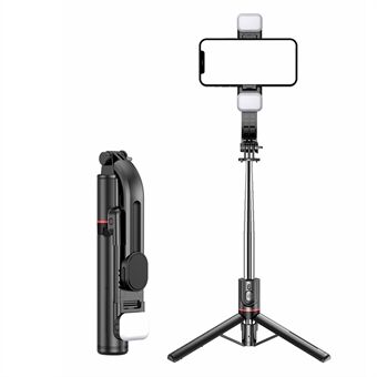 L13d 1160 mm Dual Fill Lights Versjon - Dimbar trådløs multifunksjonell utvidbar Selfie Stick Selfie Stativ Stand