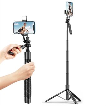 L16 stativstativ Kamera Gimbal Stabilizer Trådløs Bluetooth-fjernkontroll Stand cm uttrekkbar Selfie Stick-telefonklipsholder med ett fylllys