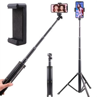 T9 140 cm teleskopisk telefonholder Selfie Stick Live Streaming Fotografering Stand med telefonklemme + oppbevaringspose