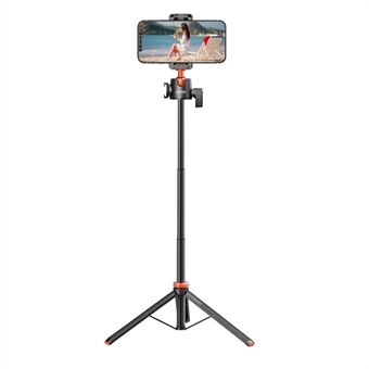 UURIG 1,3 m forlengbart multifunksjonelt bærbart Stand Stand Mobiltelefonstativ med kald sko for selfies / videoopptak / vlogging / livestreaming