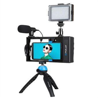 PULUZ PKT3121L Bluetooth håndholdt smarttelefon vlogging videoopptaksriggsett med mikrofon + stativ + fylllys