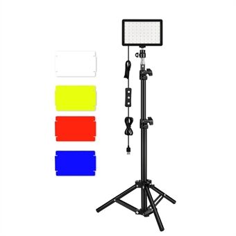 USB LED-videolys Dimbar 5600K fyllingslys med justerbart Stand 4-fargefiltre for livestreaming